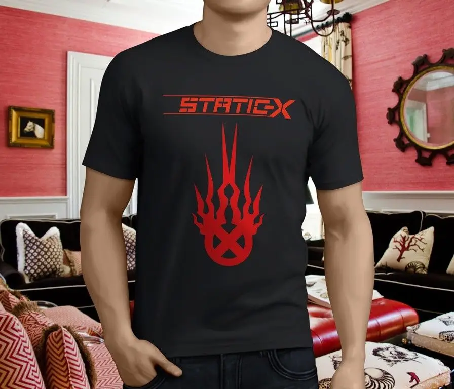 Новые популярные staticx Логотип Рок-Группа Для мужчин черная футболка Размеры S-3XL |