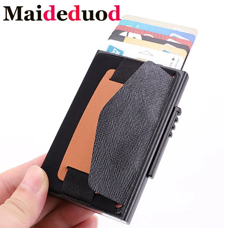 Мужской алюминиевый кошелек с задней кармашкой для ID-карт тонкий металлический