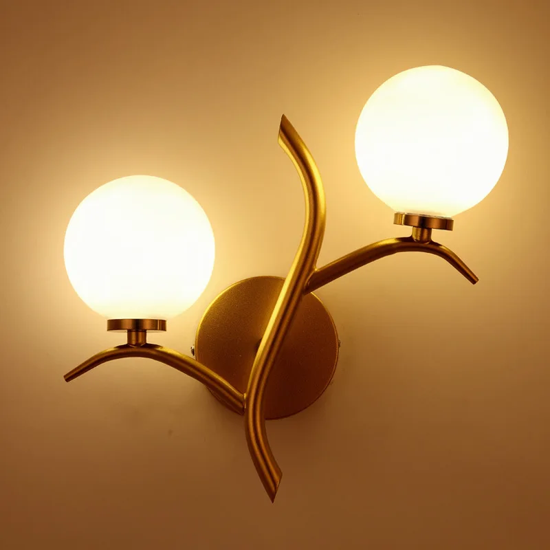 

Simple American Golden Black Double - headed wall lamp Corridor The study Background wall Balcony Wall lamp