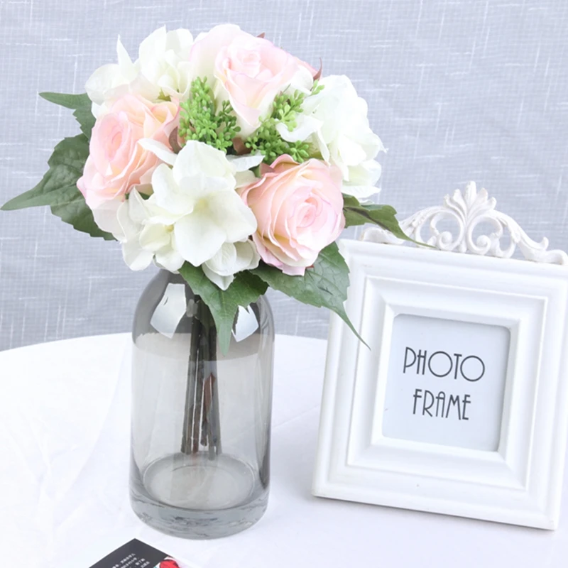 9 шт./лот Искусственные цветы Роза Гортензия для свадебной вечеринки день