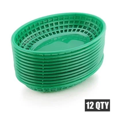 12pcs Green 6 шт. корзина для картофеля фри овальная пластиковая корзина для быстрого питания тарелки для пикника, сэндвич и поднос для жарки, platos пластик cestino panino - Цвет: 12pcs Green
