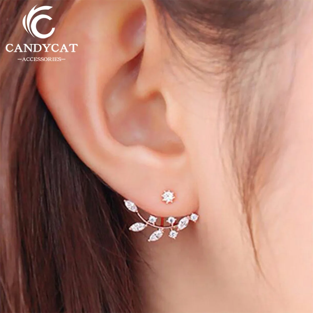 

Trendy Leaf Stud Earrings For Women Fashion Exquisite Branch Rhinestone Ear Nail Simple Studs Fashion Jewelry Gifts Wholesale