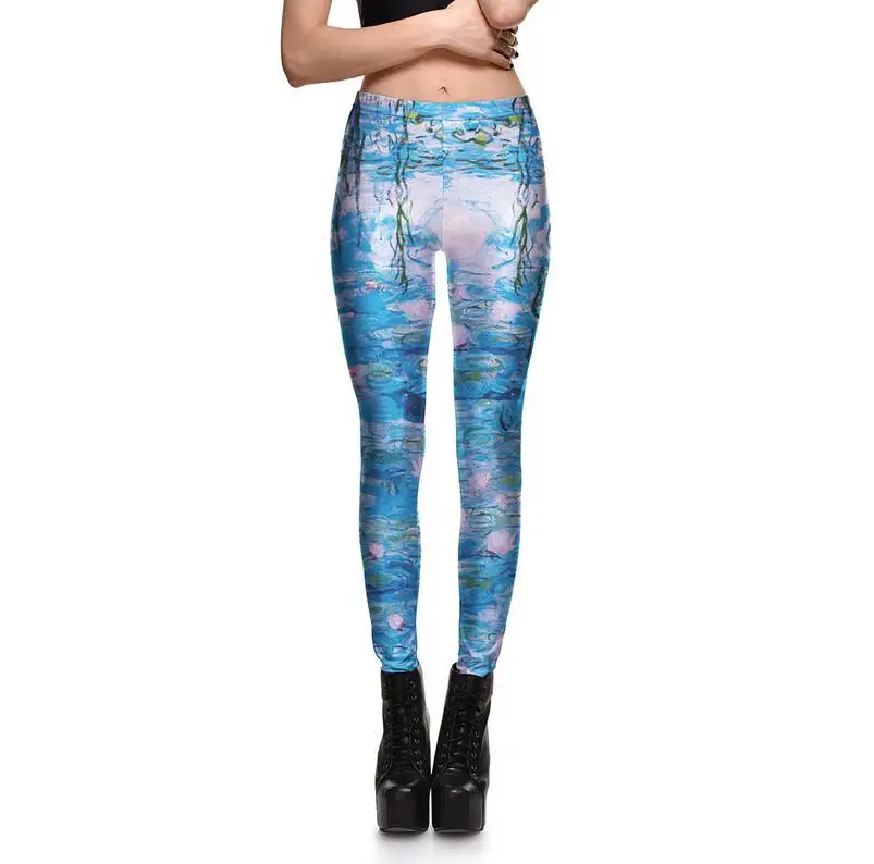 K110 Pond moonlight CHSDCSI Новинка 3D Леггинсы с принтами Модные женские леггинсы Космические Galaxy Леггинсы с галстуком-красителем Фитнес Леггинсы черные молочные сексуальные брюки - Цвет: K110 Pond moonlight