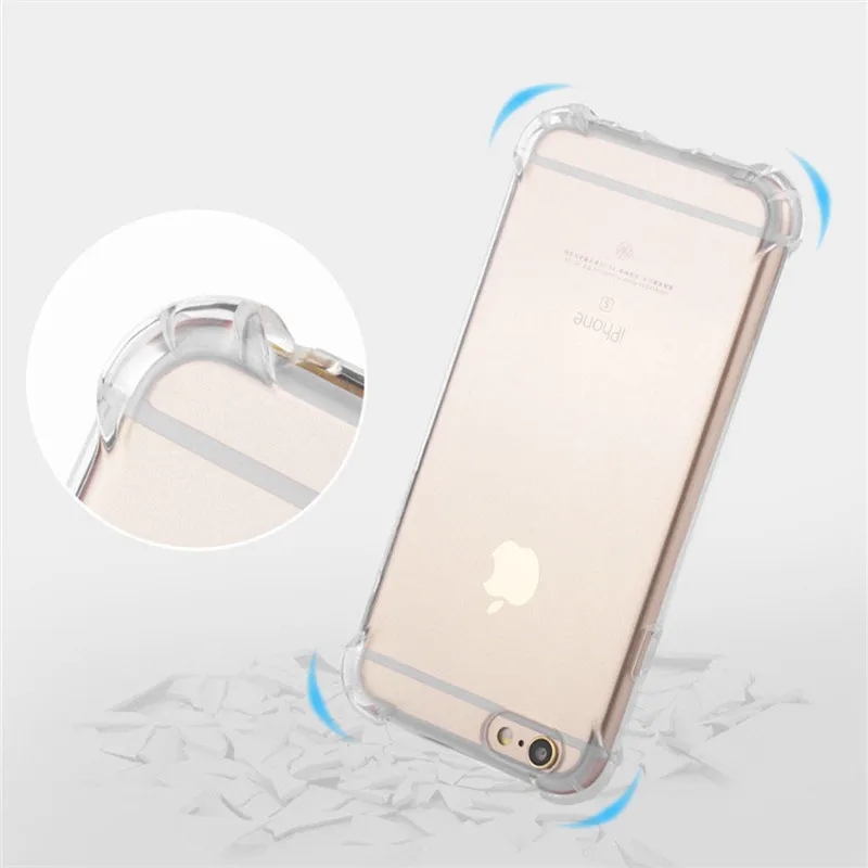 Броня прозрачный противоударный Прочный резиновый мягкий чехол для iPhone 7 Plus X 5s SE 6