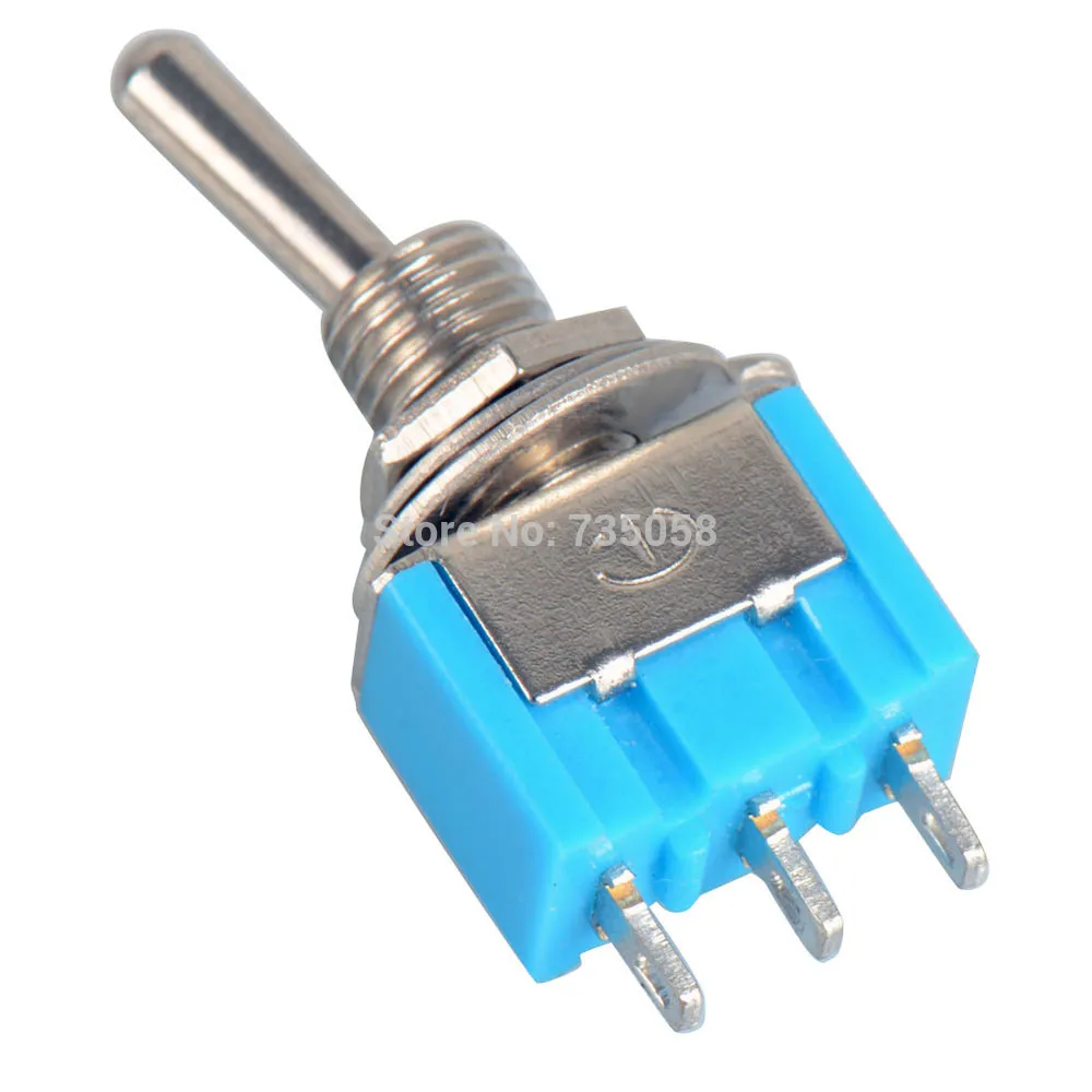 10 шт./лот синий мини MTS-102 3-контактный SPDT ON-ON 6A 125VAC миниатюрные тумблеры VE067 P