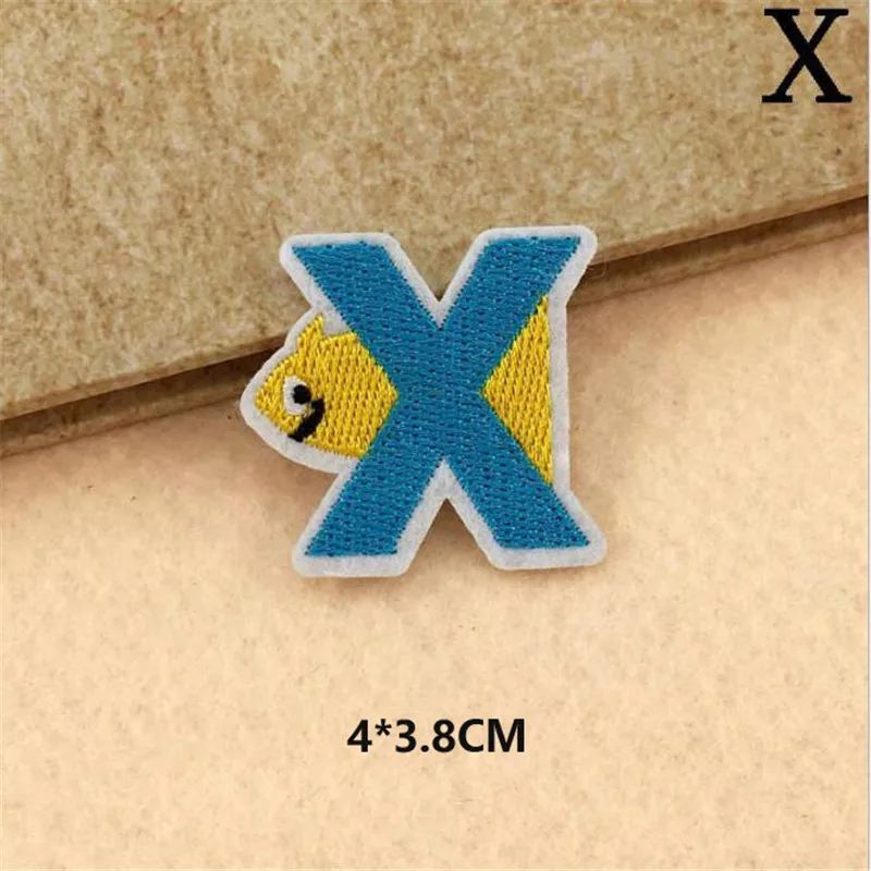 A-Z English letters patches Animal shape iron On Or Sew Fabric Sticker For Clothes Badge Embroidered Appliques DIY for kids | Дом и сад