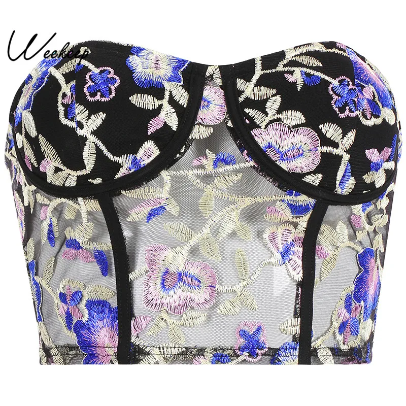 Женский топ бандо Weekeep укороченный в стиле пэчворк с пуш ап уличная одежда на лето