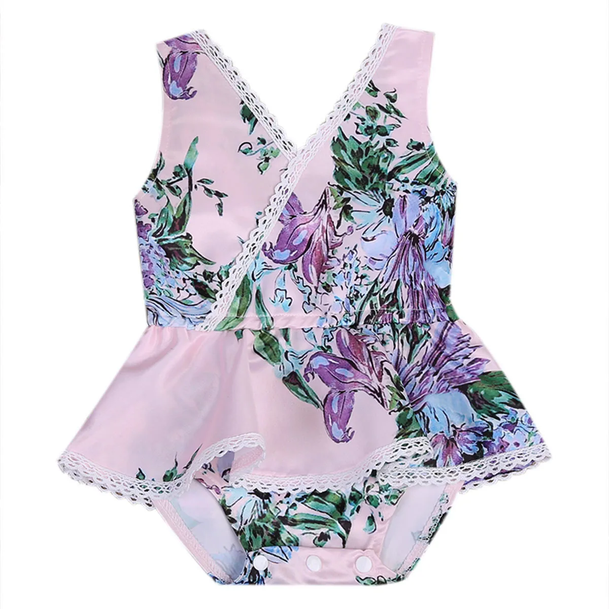 Младенцев Кружево Цветочные v образным вырезом Корректирующие боди для женщин