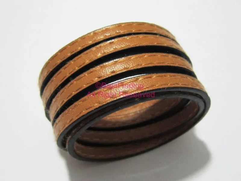 

5mm Leather cord 5x2mm Stitched Camel leather cord