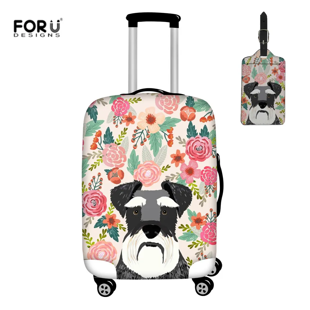 Forudesigns туристический багажный Защитный чехол Schnauzer цветочный чехол для чемодана с принтом собаки 2 шт./компл. эластичный Чехол для багажа пылезащитный - Цвет: HX046-2pcs