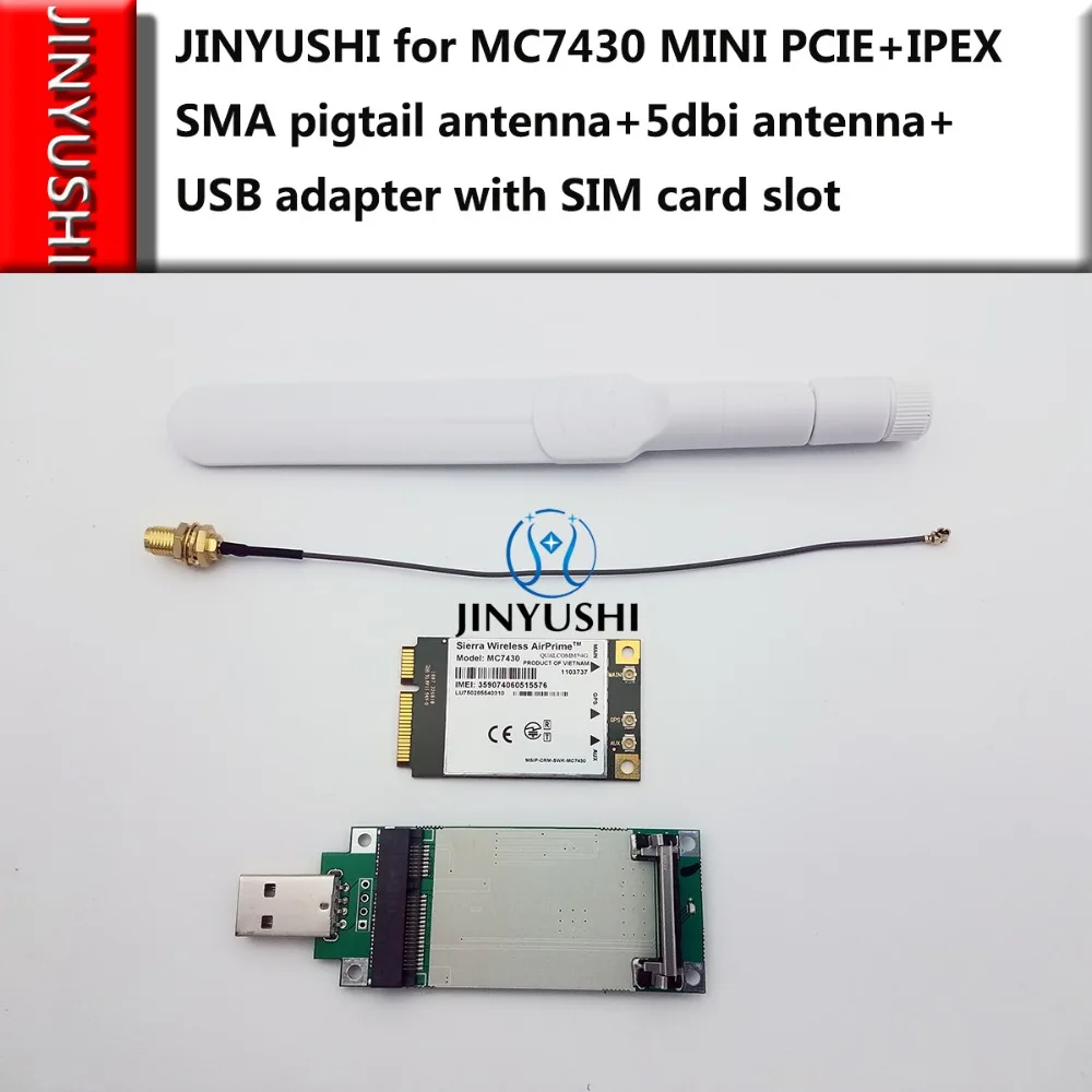 Sierra Wireless MC7430+Mini Pcie to USB adapter(with Sim Card Slot) + 5DB SMA Male(Pin) Antenna+IPEX SMA Female(Hole) Pigtail