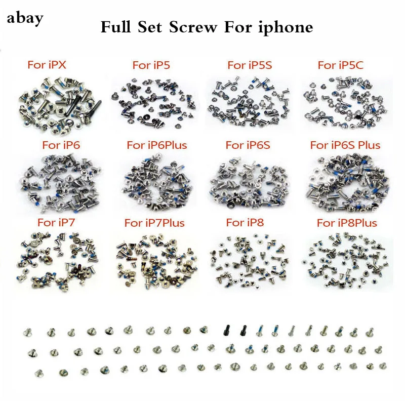 Комплект винтов с полным винтом для iPhone 4 4S 7 7P 8 plus X полный болт ремонта комплект