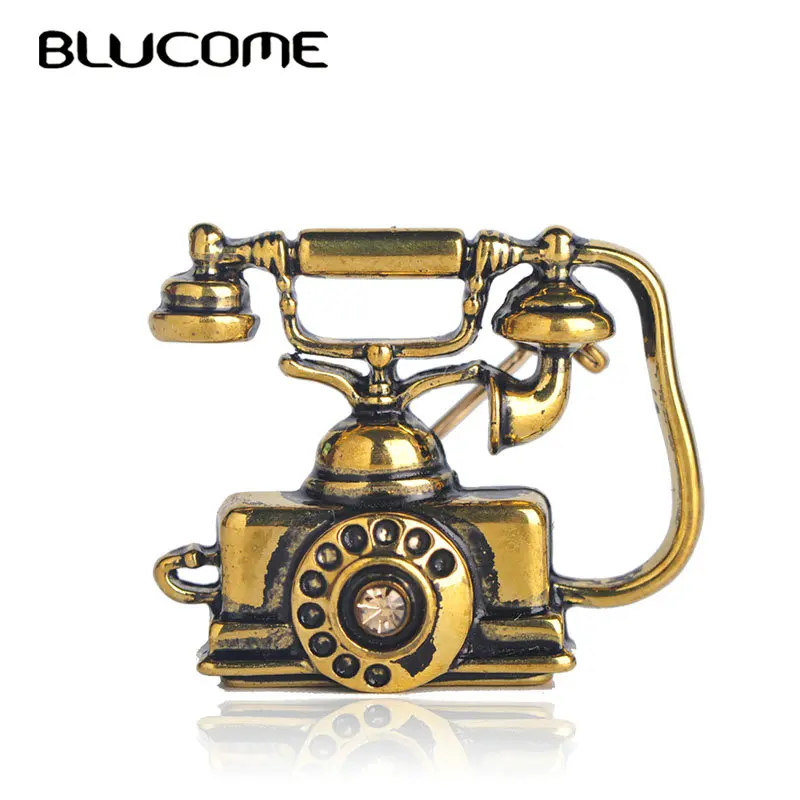 Женская/Женская Брошь сувенир Blucome Золотая брошь в форме стационарного телефона