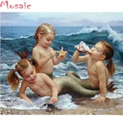 3D Алмазная Вышивка крестиком, детская круглаяквадратная вышивка с изображением русалки