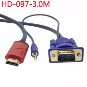 100 шт./лот) HDMI Мужской вход к VGA Мужской& RCA Аудио HDMI к VGA видео конвертер кабель 2 м 3 м 5 м