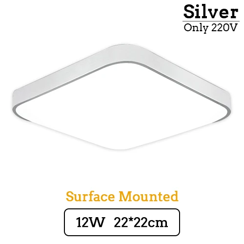 22x22cm 220V Surface Современный светодиодный потолочный светильник с регулируемой яркостью, панель для крепления поверхности, Прямоугольный светильник, светильник для спальни, гостиной, офиса, светильник 110 В, 220 В - Цвет корпуса: 22x22cm 220V Surface