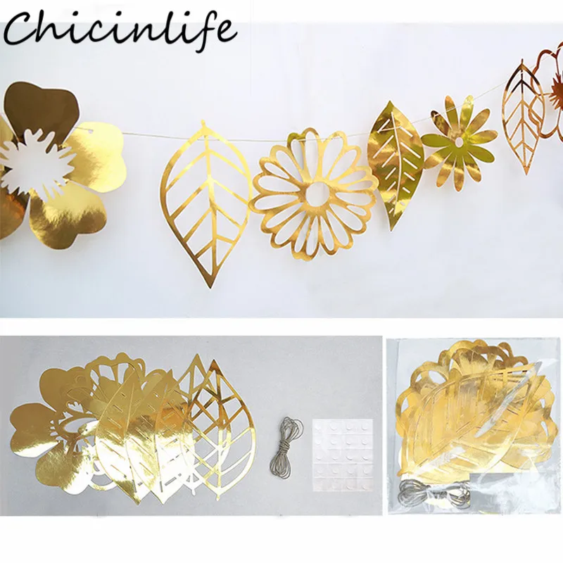 Chicinlife 1 компл. полые Дизайн поддельные цветок листья овсянка баннер День рождения