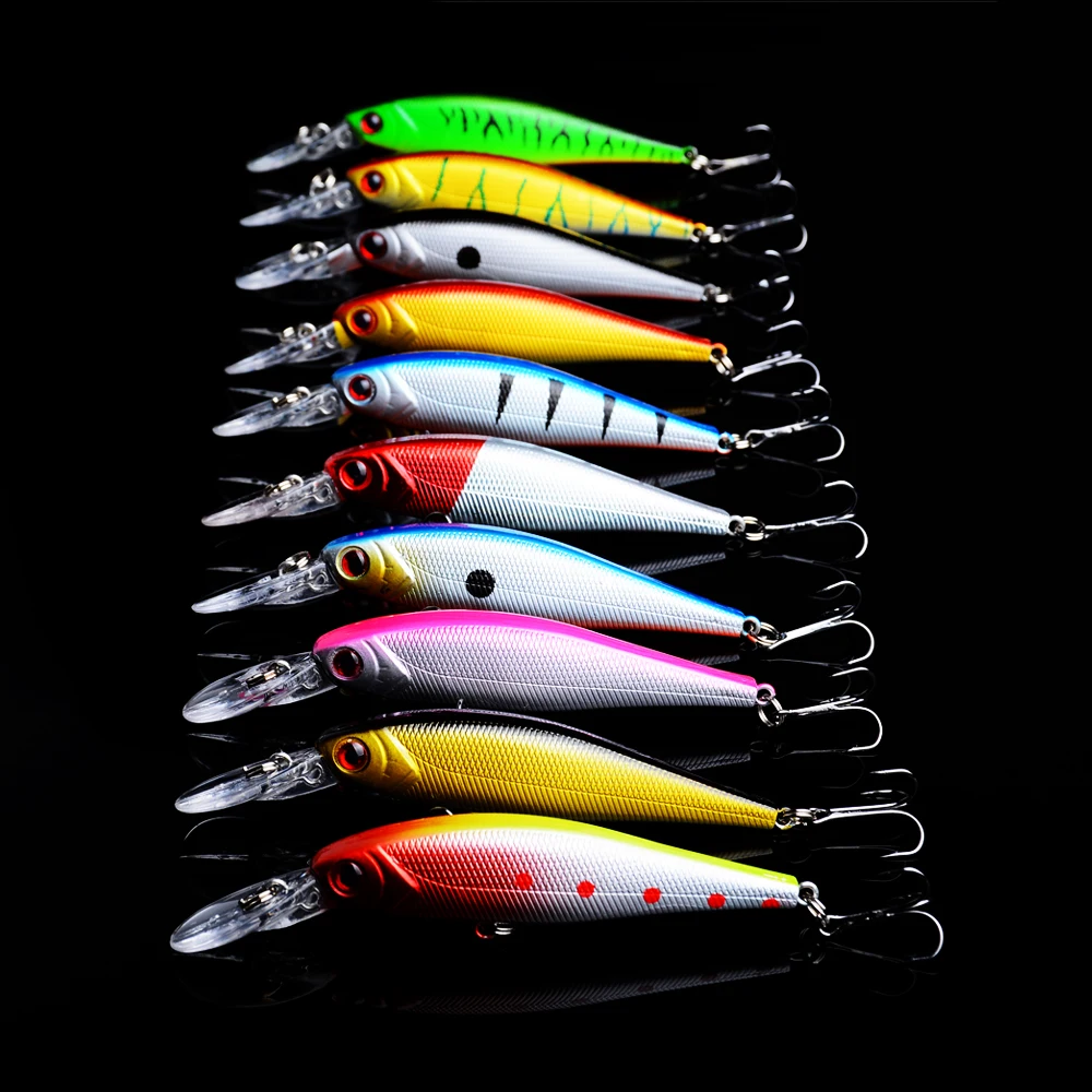 

10pcs Minnow Pesca Wobblers Fishing Lure Hard Bait 10cm 9.4g Swimbait with Treble Hooks isca artificial Pike Bait Fishing Tackle