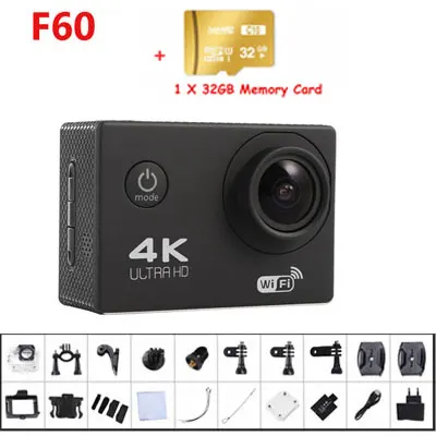 as picture show Новая Экшн-камера 4k F60/F60R 1080 P/60fps 16MP WiFi 170D шлем камера go подводный Спорт камера pro Водонепроницаемый Дайвинг - Цвет: as picture show