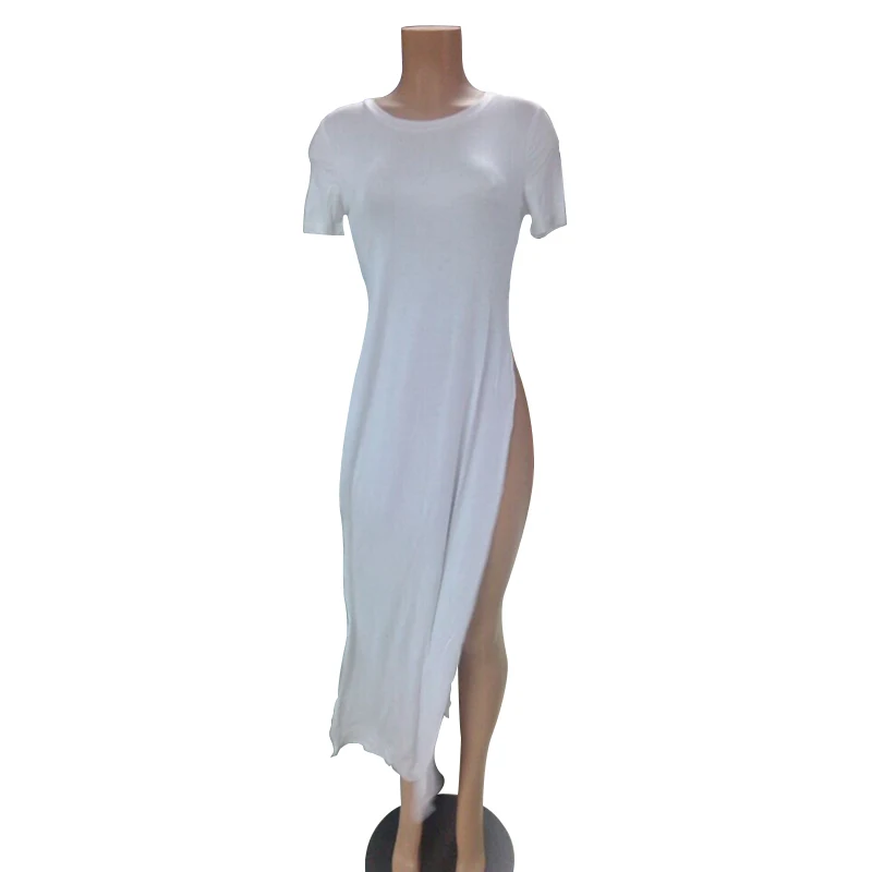 Сексуальное черное длинное женское Платье макси с разрезом 2016 летнее однотонное