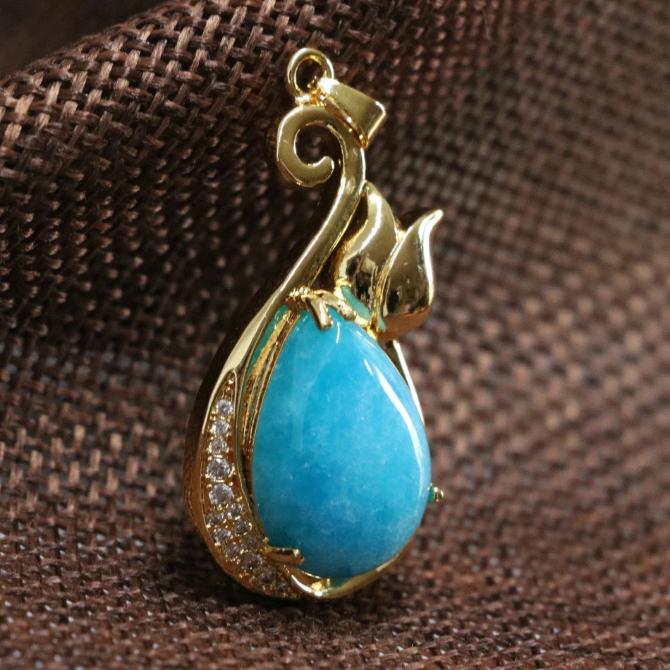 Бесплатная доставка золото посеребренная падения цветка кулон инкрустация