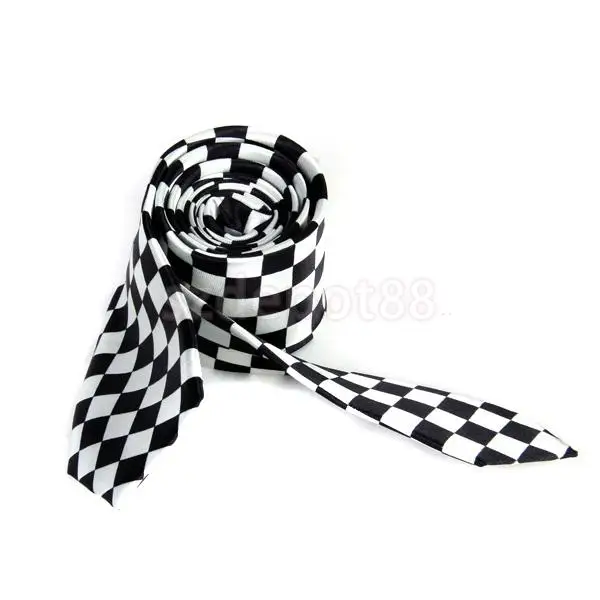 

Black White Plaid Checkered Necktie