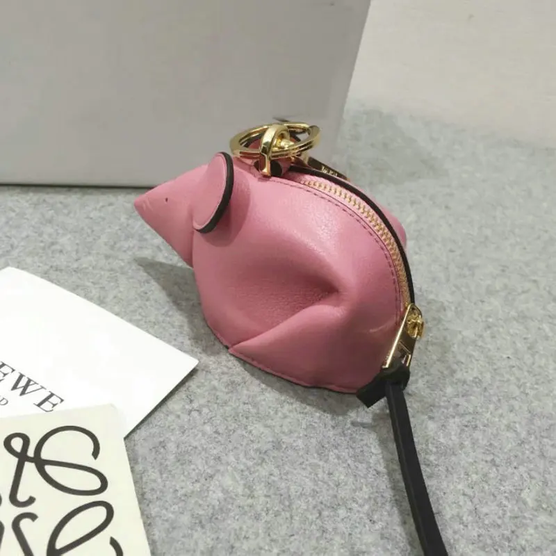 pink genuine leather Trong Натуральная кожа ручной работы Милая монета с мышью кошелек девушки Мини Крыса сумка кошелек кулон аксессуары с крючком и брелок - Цвет: pink genuine leather