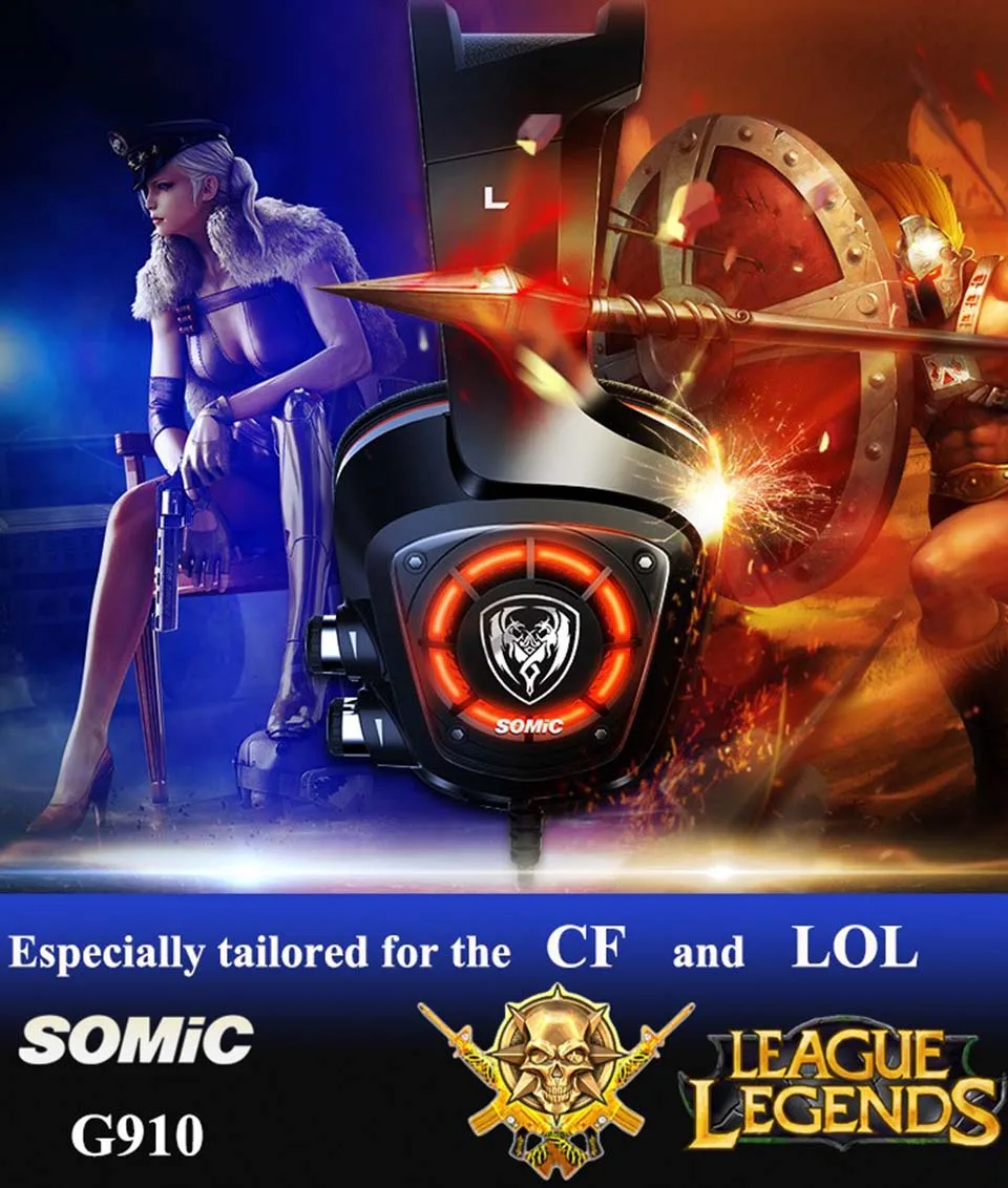Somic G910 наушники для компьютерных игр USB проводная гарнитура с микрофоном стерео вибрации бас наушники