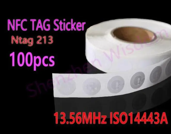 100 шт./лот NFC тег Ntag213 ISO14443A 13,56 МГц NFC стикер Ntag 213 теги rfid NFC наклейка s клейкие этикетки для всех NFC телефонов