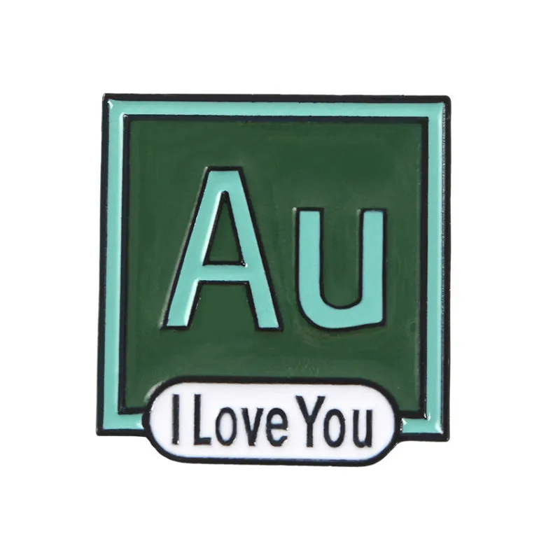 Au I Love You AI PS Pr Au эмалированная брошь-кнопка Фотошоп-иллюстратор премьера, значок для прослушивания, значки на лацкане, компьютерное программное обеспечение, ювелирные изделия - Окраска металла: Au