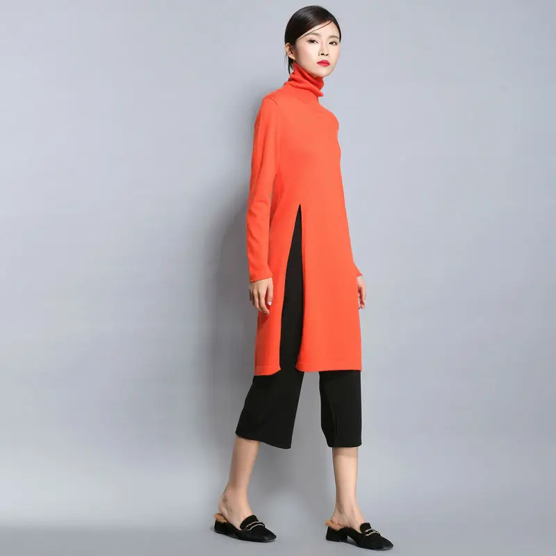 Модный свитер с высоким воротником Женский Топ длинным рукавом вязаные свитера