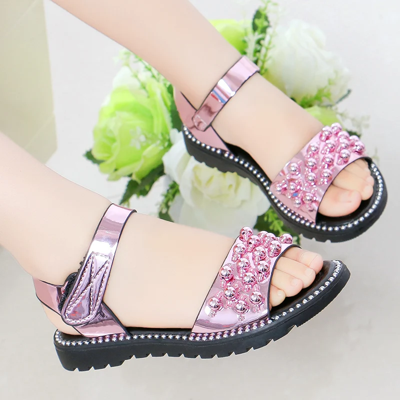 Женский Детские Сандалии Летняя обувь для девочек со стразами Модное платье