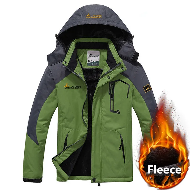 Army Green Мужская зимняя флисовая куртка, Мужская верхняя одежда, спортивная одежда, теплые пальто, парки, Мужская водонепроницаемая ветровка, термокуртки размера плюс 6XL - Цвет: Army Green