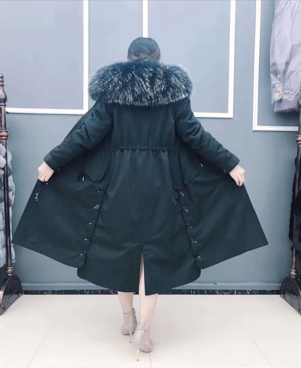 2018 шуба из натуральной норки длинная куртка парка с большим меховым капюшоном