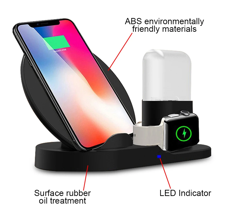 Ascromy беспроводной Qi держатель телефона зарядное устройство 10 Вт для Apple Watch Series 4 3 2 Iphone XS MAX XR 8 Plus X 8+ Iwatch Airpods pad Dock