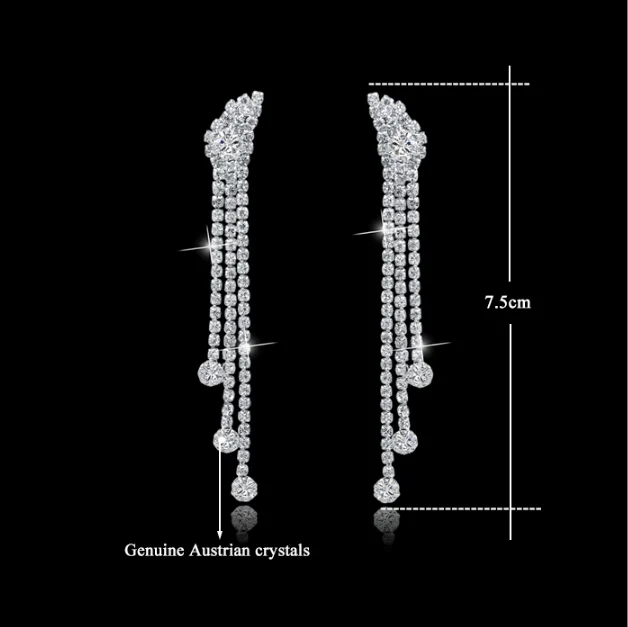 Элегантные женщиы мода свадебные бижутерия набор с горным хрусталями серебро