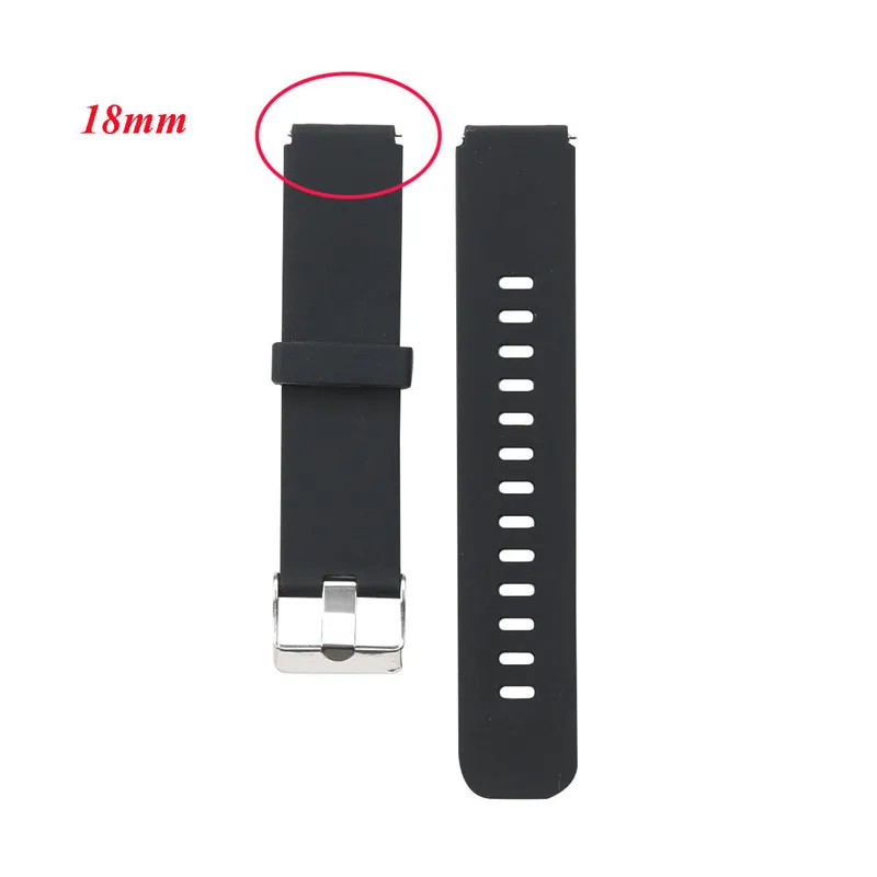 Black 18mm 18 мм/20 мм/22 мм Замена роскошный силиконовый для часов браслет на запястье для samsung huawei lenovo - Цвет: Black 18mm