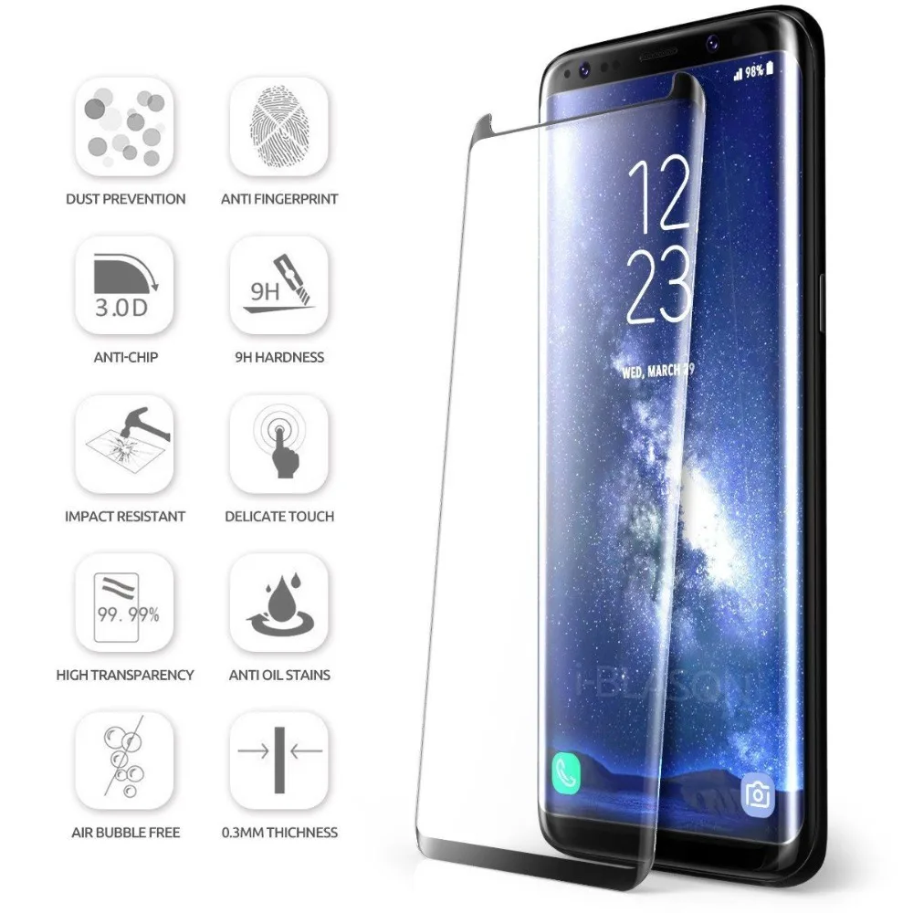 50 шт./лот корпус дружественных изогнутый край закаленное стекло 3D для samsung Galaxy S9