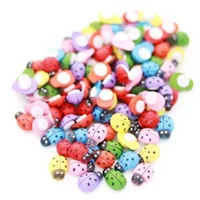 ASSORTED 100 шт Мини Деревянные божьи коровки наклейки Божья коровка самоклеющиеся Кабошон Скрапбукинг украшения 9*13 мм для стола и стены Decor8671 - Цвет: ASSORTED