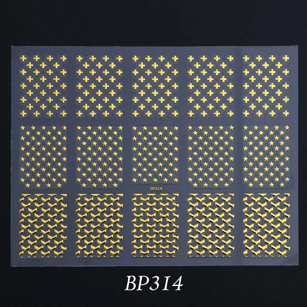 BP314 1 шт Горячая штамповка 3D наклейки для ногтей бронзовые Слайдеры для ногтей золотые наклейки деформация полосы линия волна Маникюр украшения BEBP301-316 - Цвет: BP314