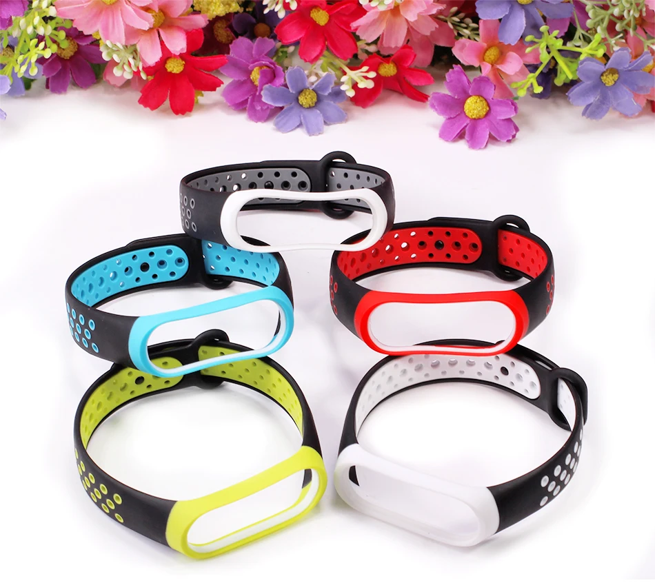 Ремешок BOORUI mi band 3, двойной цвет, дышащий силиконовый ремешок mi band 3, спортивный ремешок, сменный ремешок для xiaomi mi band 3