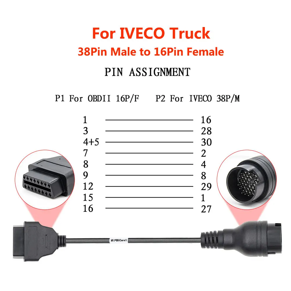 Горячая продажа OBD 2 II Соединительный удлинитель для IVECO/VOLVO/Scania/Renault/BENZ/газ