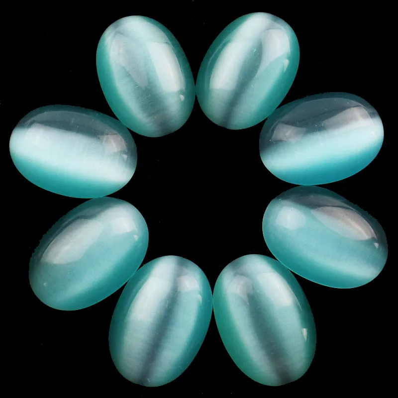 (Минимальный заказ 10 $ микс) 8 шт Небесно Голубой кошачий глаз камень овальный