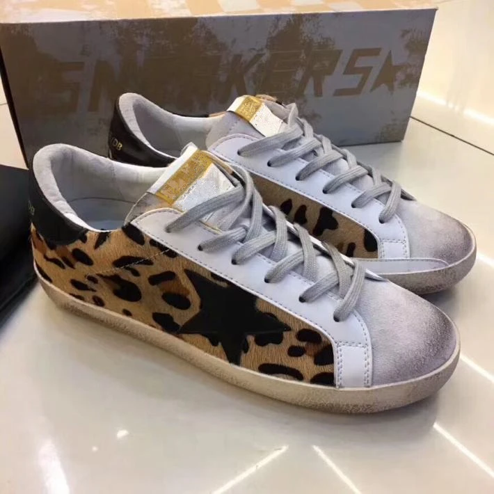 Леопардовая меховая женская повседневная обувь с круглым носком на шнуровке