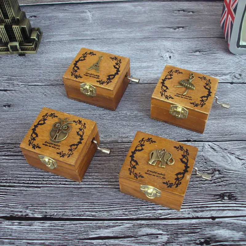 Retro exquisite music Square wooden hand birthday gift boutique creative students Box | Игрушки и хобби
