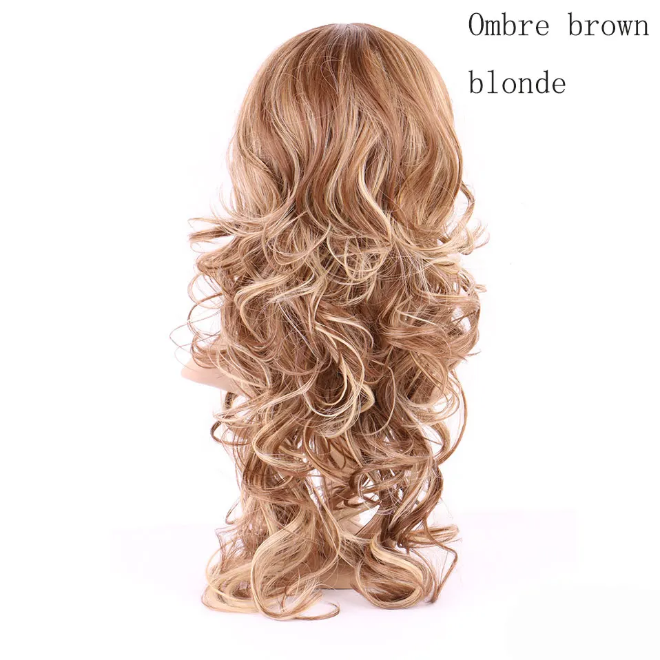 ombre brown blonde S-noilite длинные парики с челкой для женщин прямые вьющиеся Glueless парик синтетические парики Боб Прическа - Цвет: ombre brown blonde