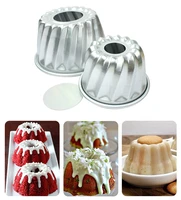 4pcs 4inch dia 11cm aluminum alloy mini savarin cake pan removable bottom pudding mold bundt cakes bundtpan diy baking tools