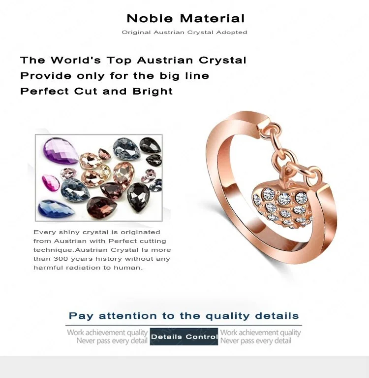 Beagloer Брендовое кольцо с подвеской в форме сердца розовое золото цвет сердце Шарм