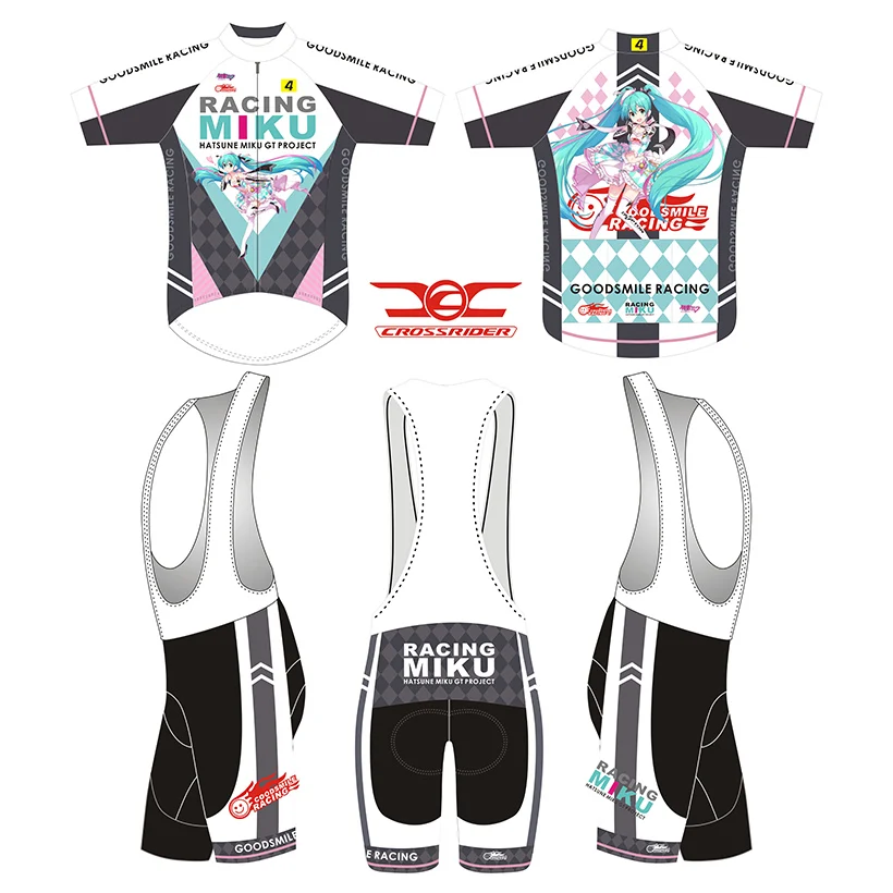 Crossrider Мику-гонщик Мужская короткая велосипедная майка нагрудник набор MTB горный велосипед одежда Япония велосипед рубашка велосипед одежда CYC-28 - Цвет: Многоцветный