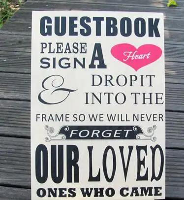 only sign no easel "Пожалуйста, вывесьте сердечко" знак для деревянного свадебного подвесное сердечко коробка для гостей книжные рамки - Цвет: only sign no easel
